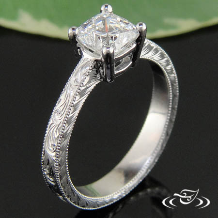 Hand Engraved Reverse Taper Solitaire