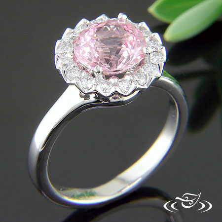 Pink Sapphire Halo Engagement Ring