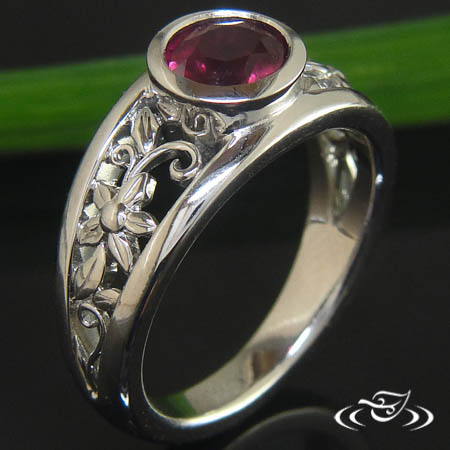 Custom Platinum Ruby Full Bezel Ring