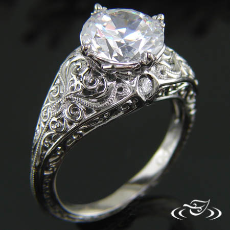 Vintage Look Curly Engagement Ring
