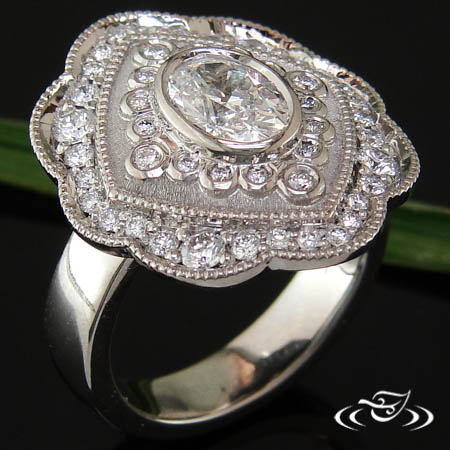 Palladium Antique Style Diamond Ring