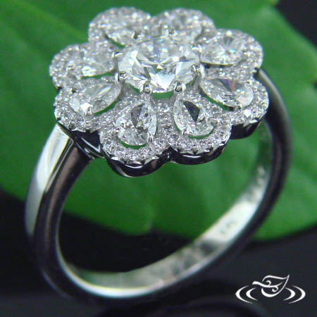 Platinum Diamond Daisy Halo Ring