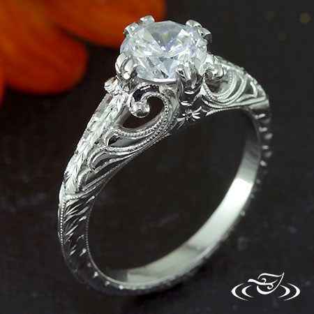Platinum Antique Style With Intricate Hand Engraving