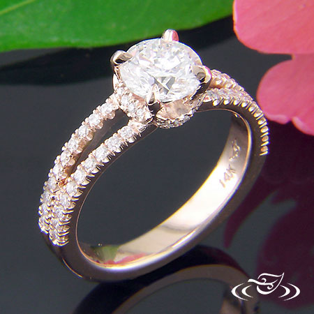 14K Rose Gold Split Shank Engagement Ring