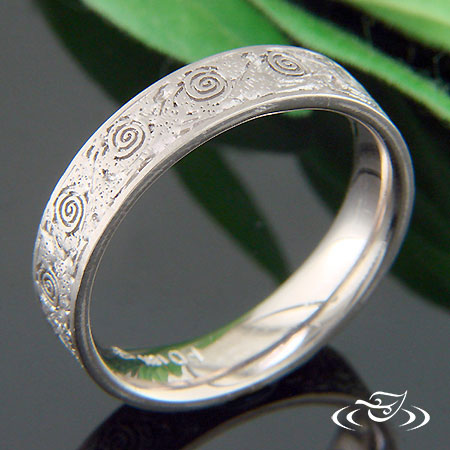 Fossil And Swirl Carved Rustic Band