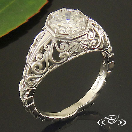 Lovely Leaf & Scroll Antique Inspired Ring