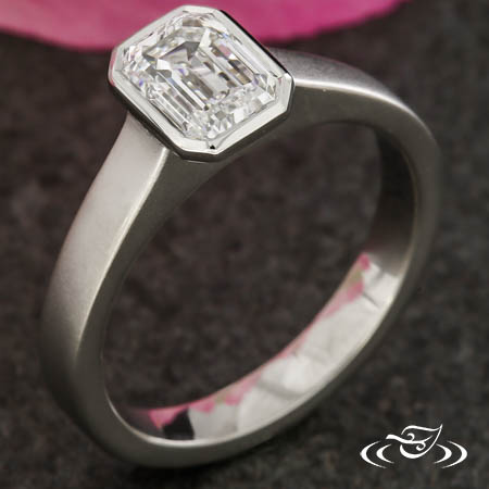 Bezel Set Emerald Cut Engagement Ring