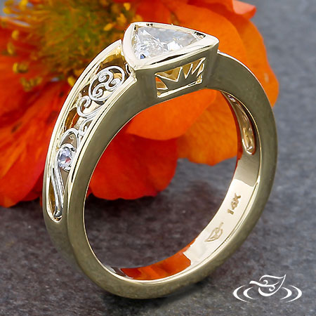 Triskelion Trillion Diamond Engagement Ring.